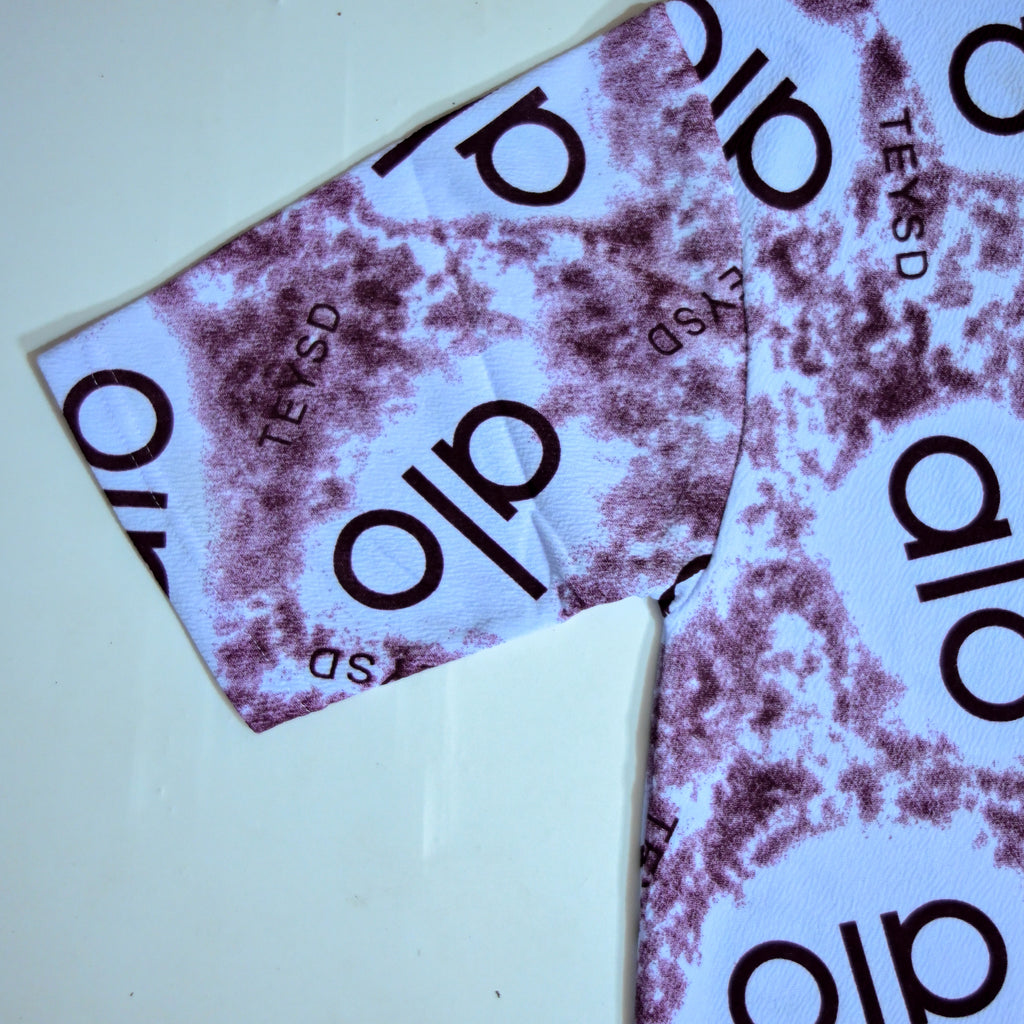 Abstract Logo Print Oversized T-Shirt – Burgundy & White