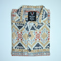 Borumz Crochet-Inspired Geometric Print Cuban Collar Shirt – Boxy Fit