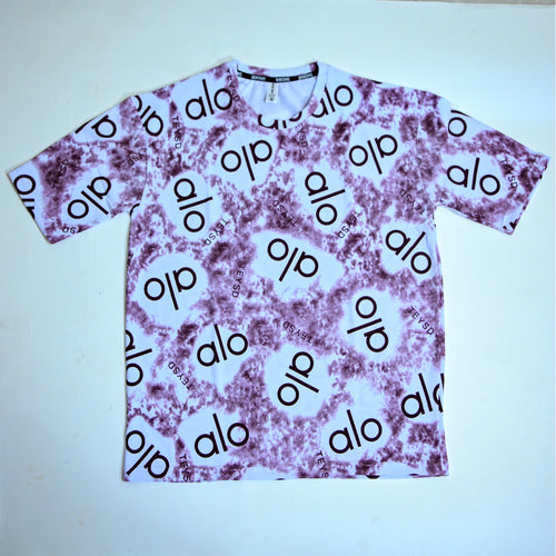 Abstract Logo Print Oversized T-Shirt – Burgundy & White
