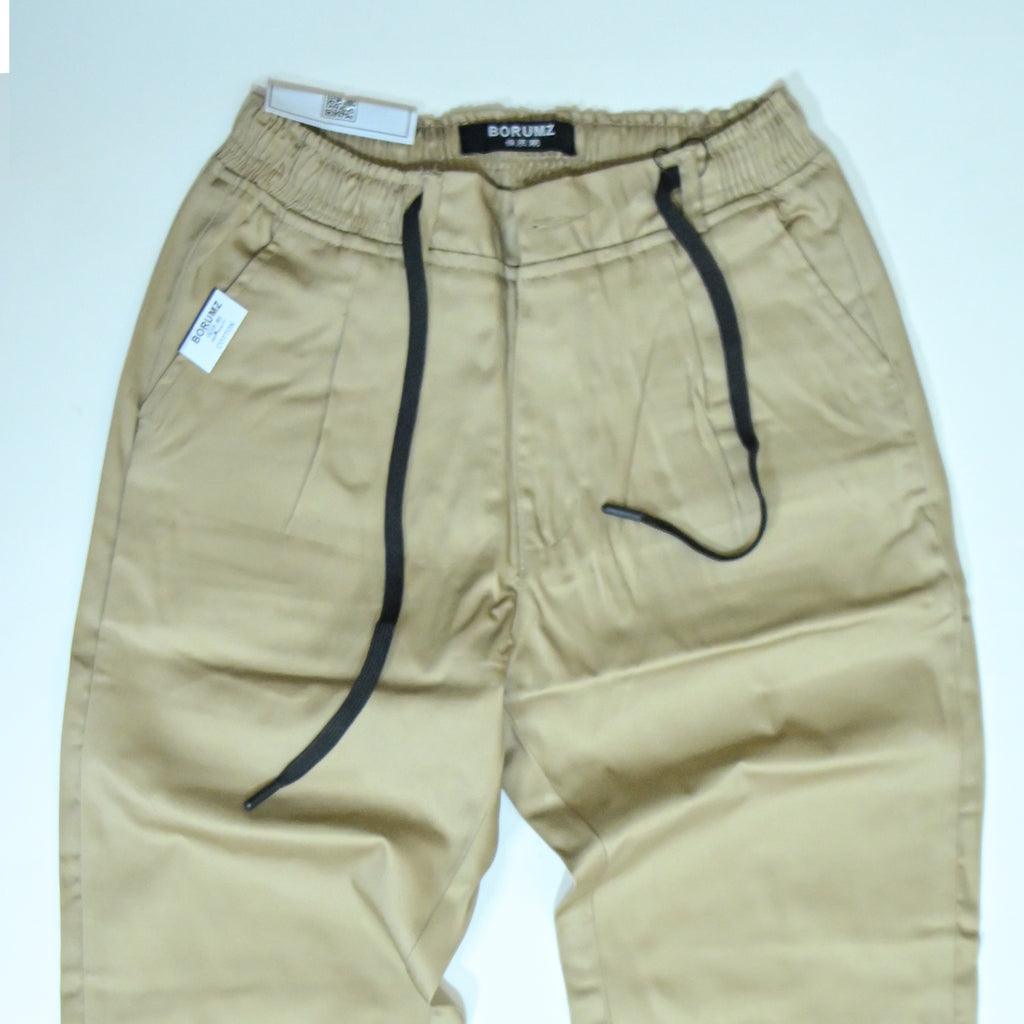 Beige Rib Six pocket jogger | Relaxed Fit Casual Pants
