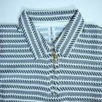Black & Grey Striped Zip Polo Shirt | Knit Polo