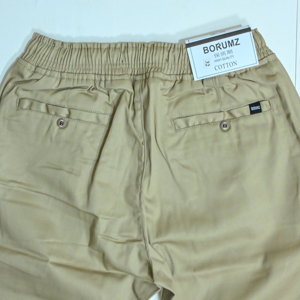 Beige Rib Six pocket jogger | Relaxed Fit Casual Pants