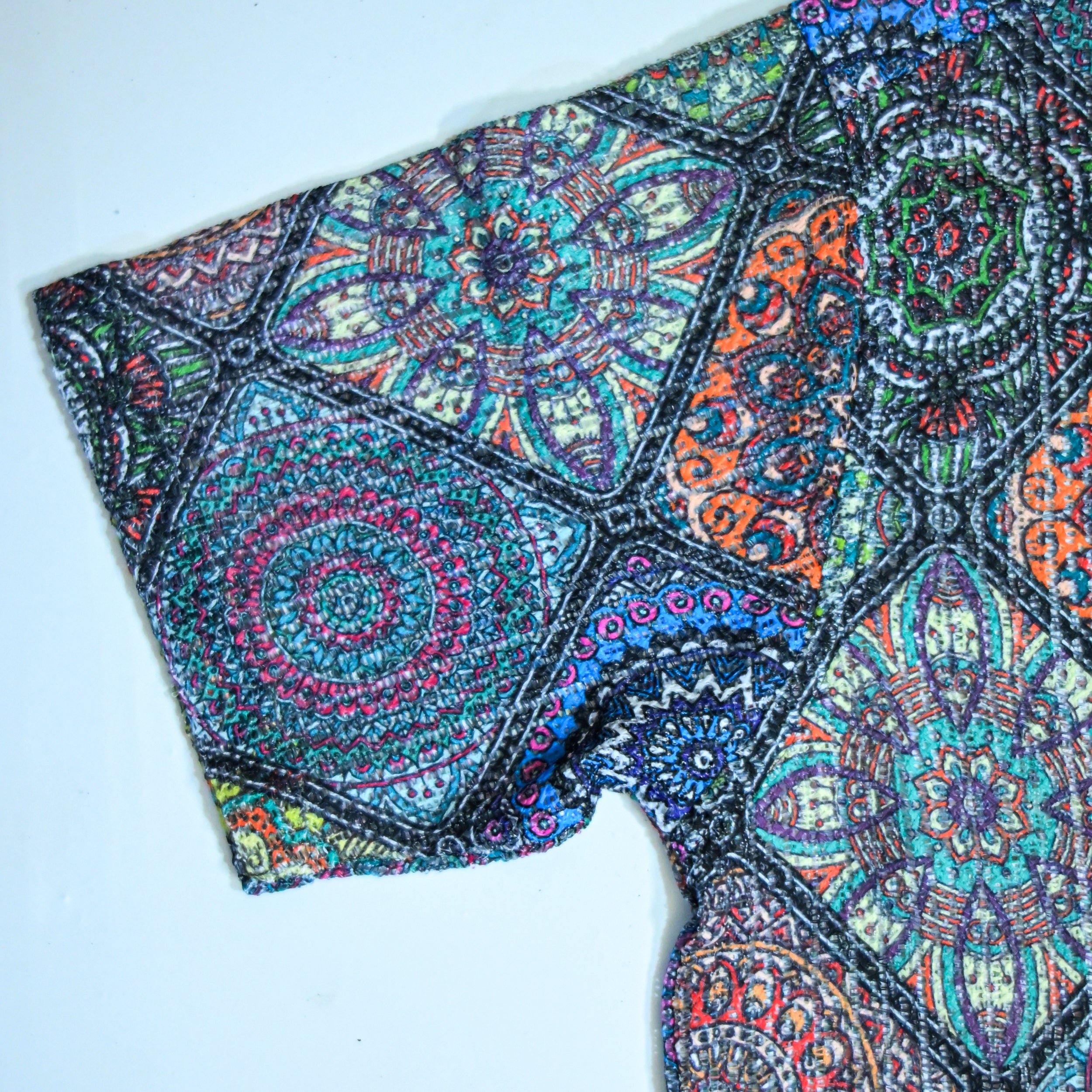 Borumz Crochet-Inspired Geometric Print Cuban Collar Shirt – Boxy Fit