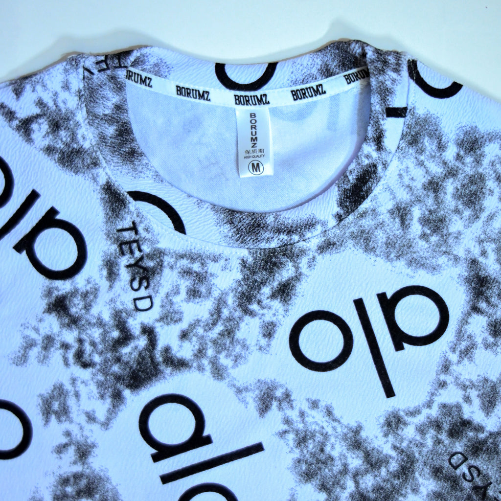 Abstract Logo Print Oversized T-Shirt - Charcoal Grey