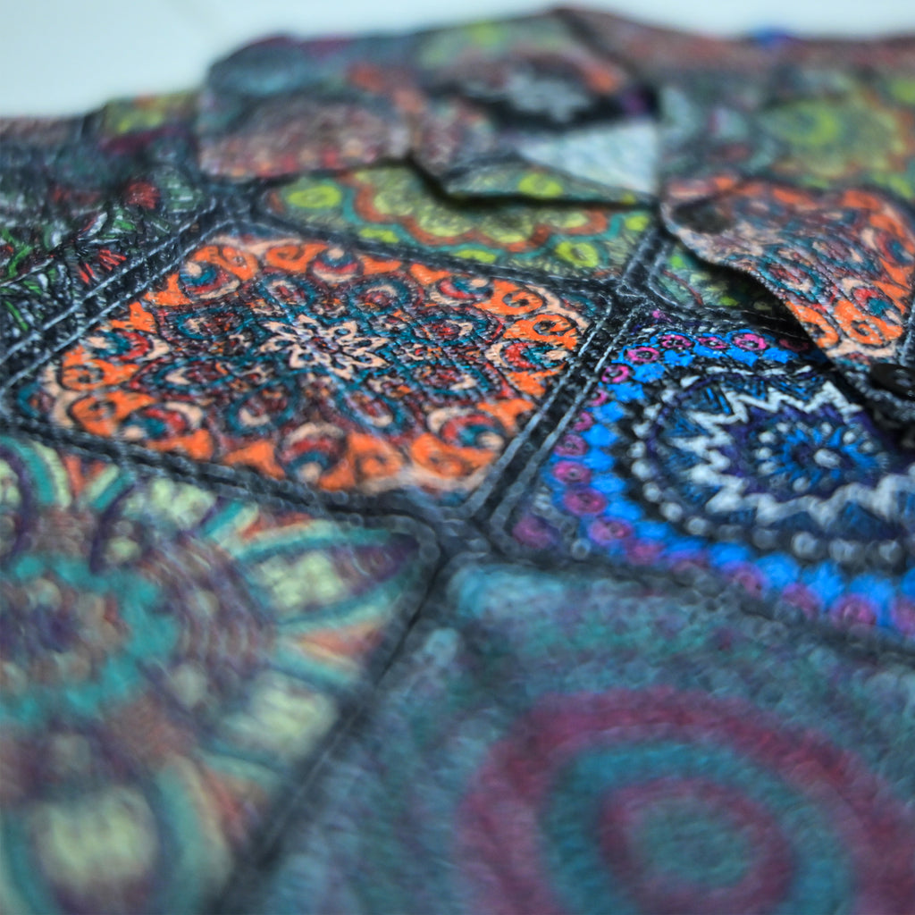 Borumz Crochet-Inspired Geometric Print Cuban Collar Shirt – Boxy Fit
