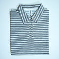 Black & Grey Striped Zip Polo Shirt | Knit Polo