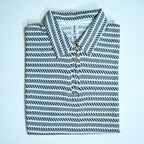 Black & Grey Striped Zip Polo Shirt | Knit Polo