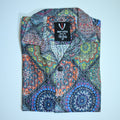 Borumz Crochet-Inspired Geometric Print Cuban Collar Shirt – Boxy Fit