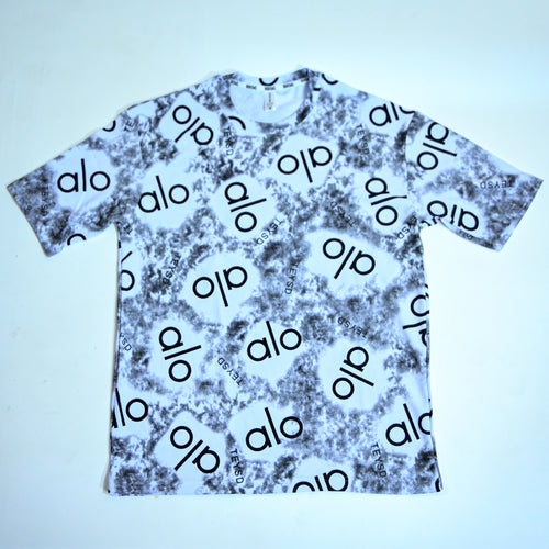 Abstract Logo Print Oversized T-Shirt - Charcoal Grey