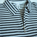 Black & White Striped Zip Polo Shirt | Knit Polo