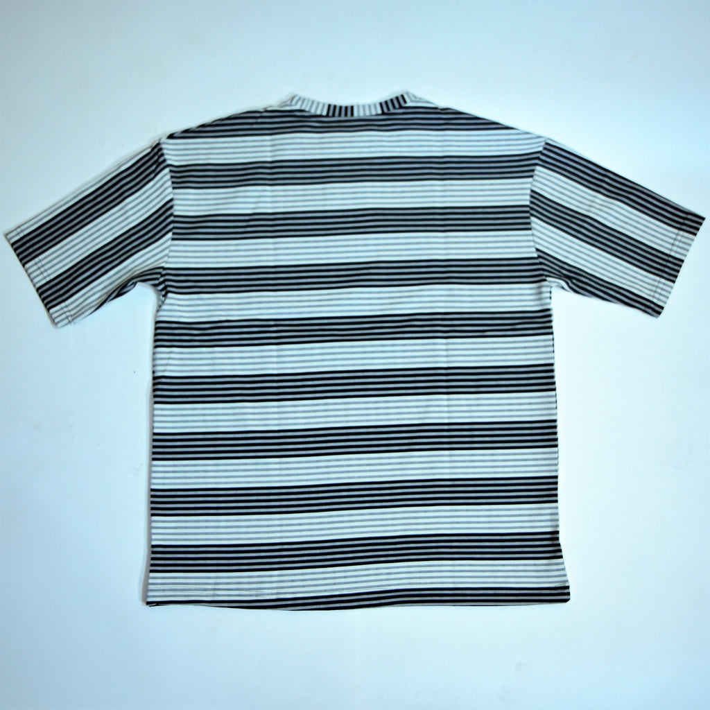 Oversized Striped T-Shirt | Relaxed Fit Crew Neck Tee - Dark Grey