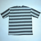 Oversized Striped T-Shirt - Crew Neck Tee - Dark Grey