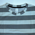 Oversized Striped T-Shirt - Crew Neck Tee - Dark Grey