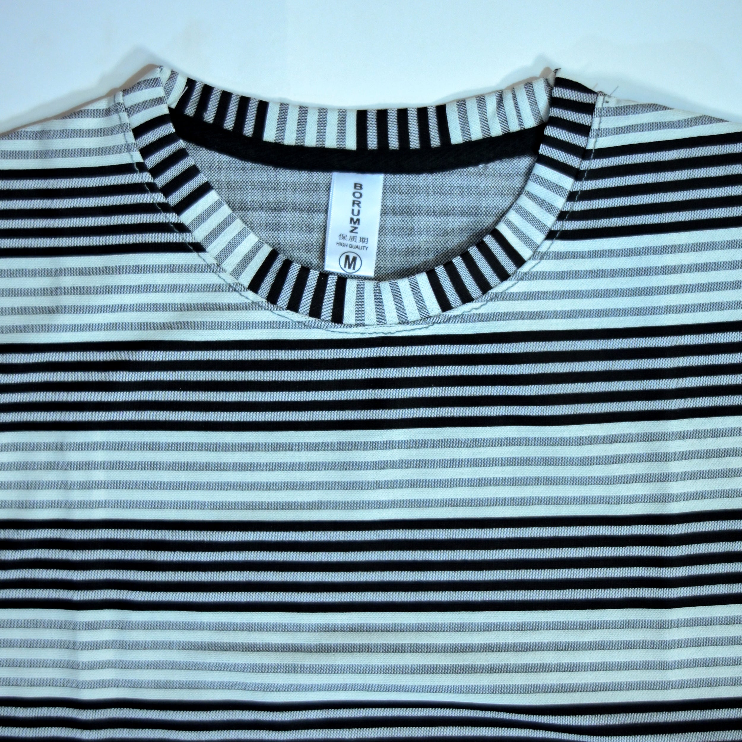 Oversized Striped T-Shirt | Relaxed Fit Crew Neck Tee - Dark Grey