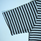 Black & White Striped Zip Polo Shirt | Knit Polo