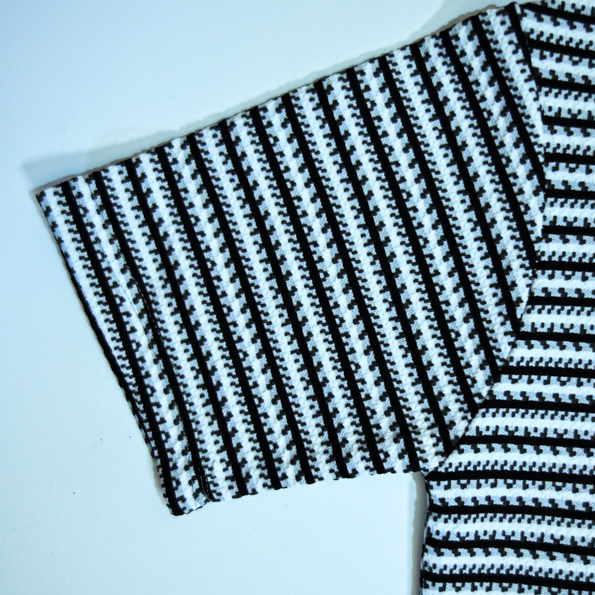 Black & White Striped Zip Polo Shirt | Knit Polo