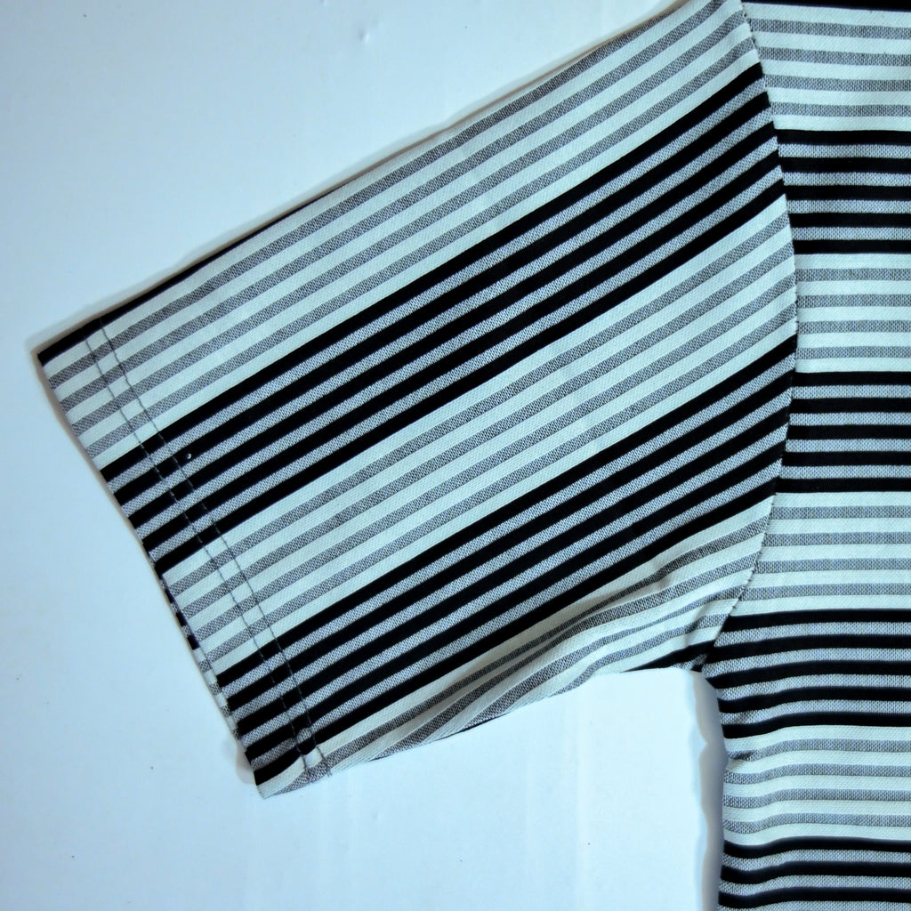 Oversized Striped T-Shirt | Relaxed Fit Crew Neck Tee - Dark Grey