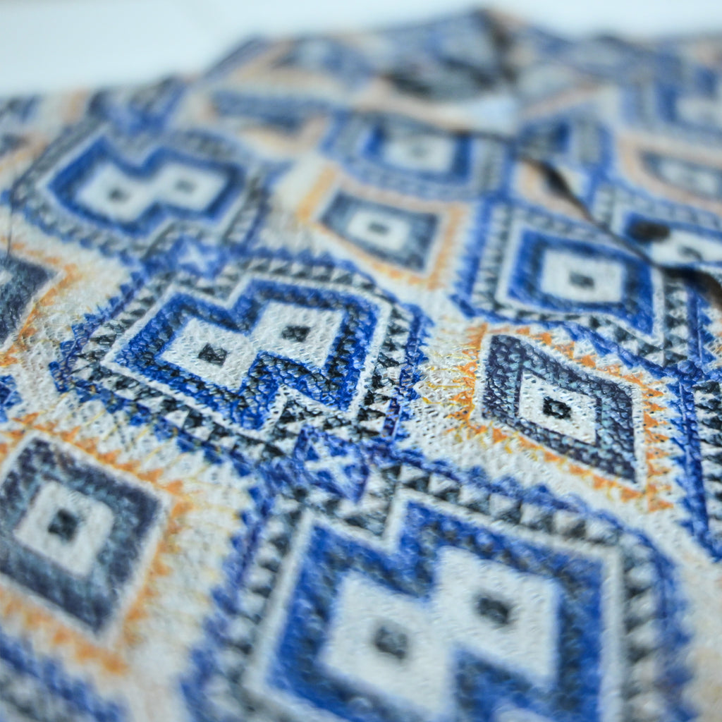 Borumz Crochet-Inspired Geometric Print Cuban Collar Shirt – Boxy Fit