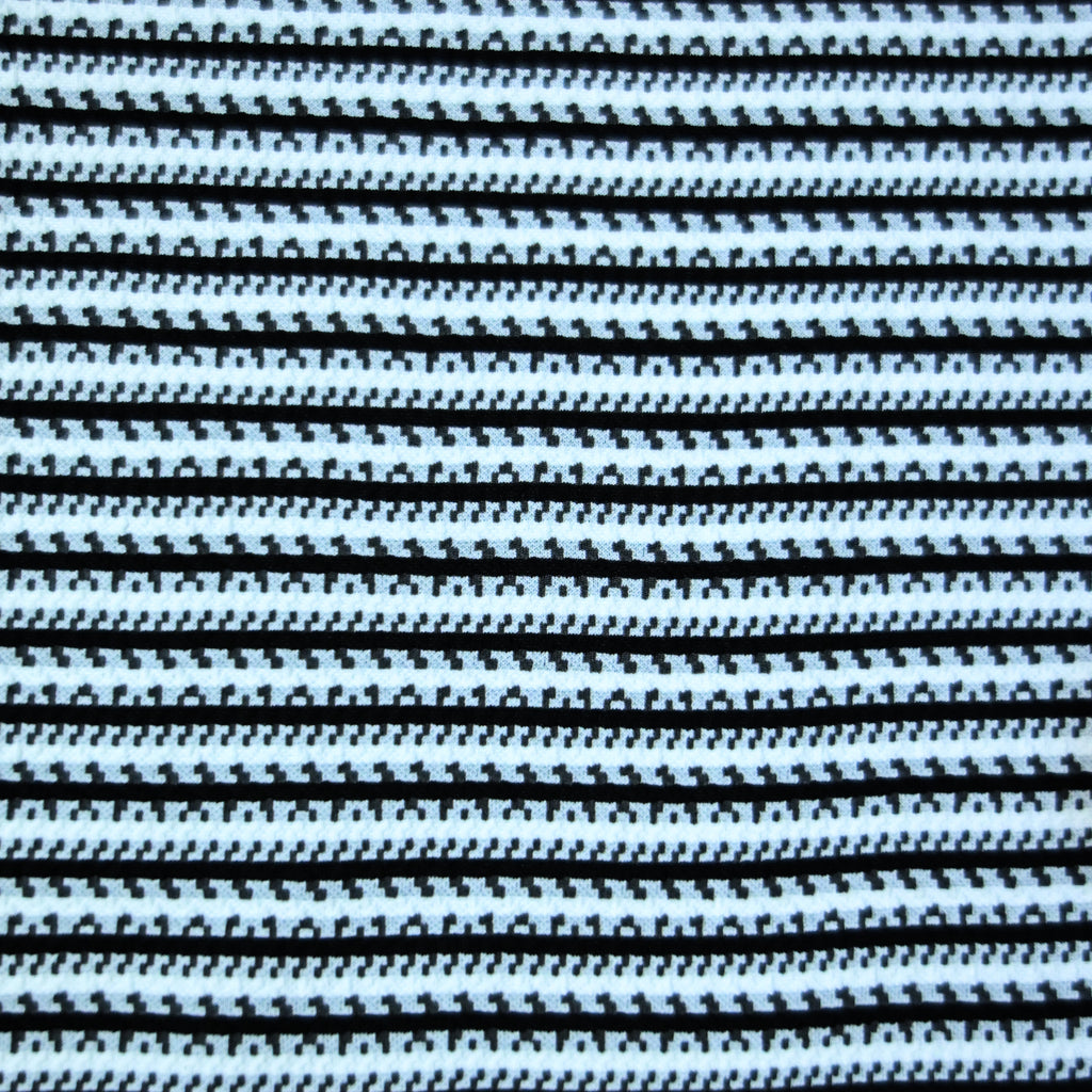 Black & White Striped Zip Polo Shirt | Knit Polo