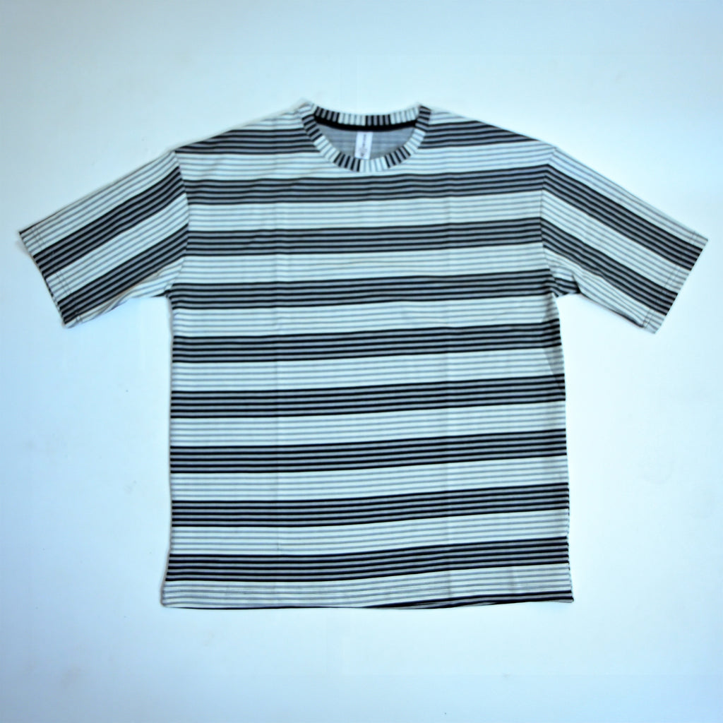 Oversized Striped T-Shirt | Relaxed Fit Crew Neck Tee - Dark Grey