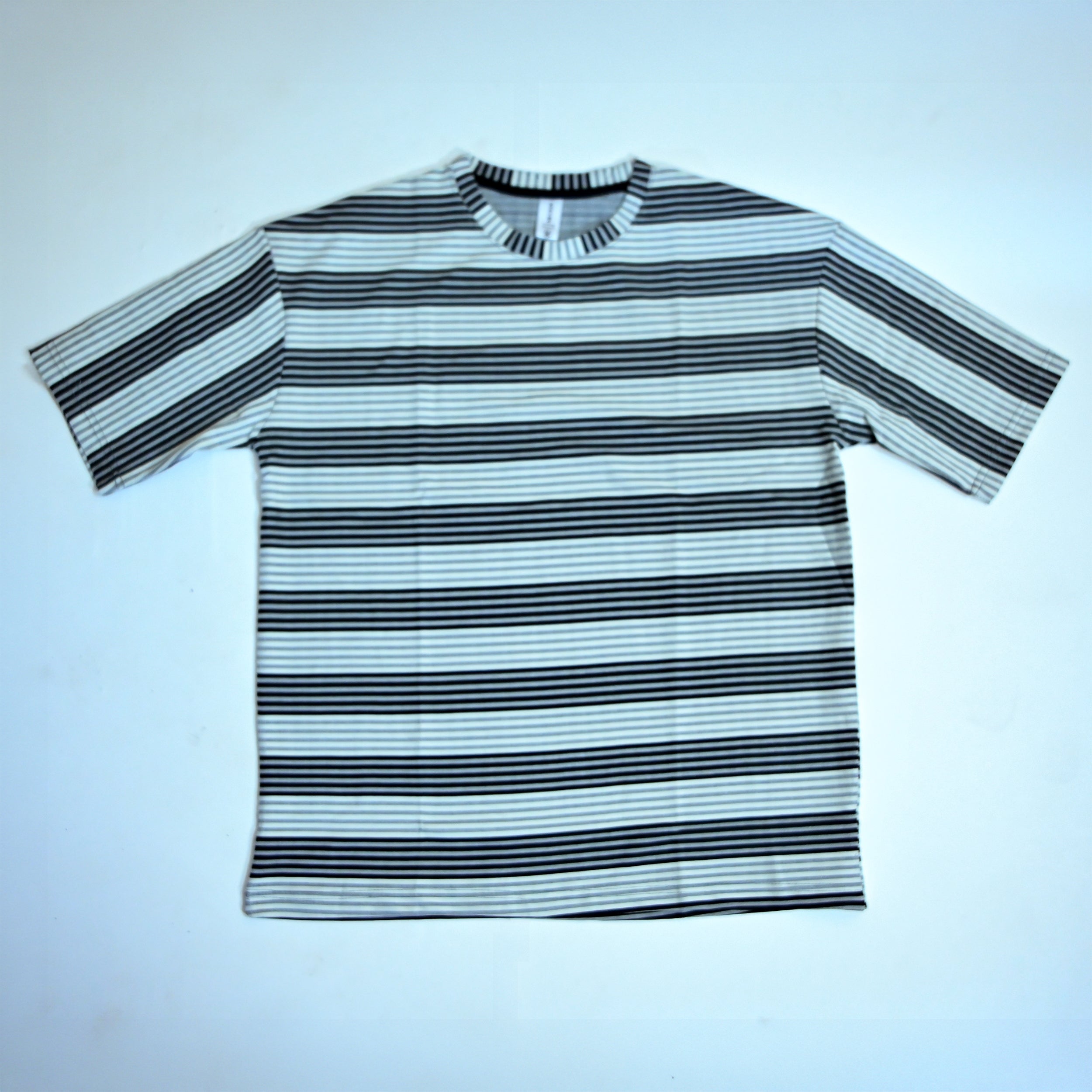 Oversized Striped T-Shirt | Relaxed Fit Crew Neck Tee - Dark Grey