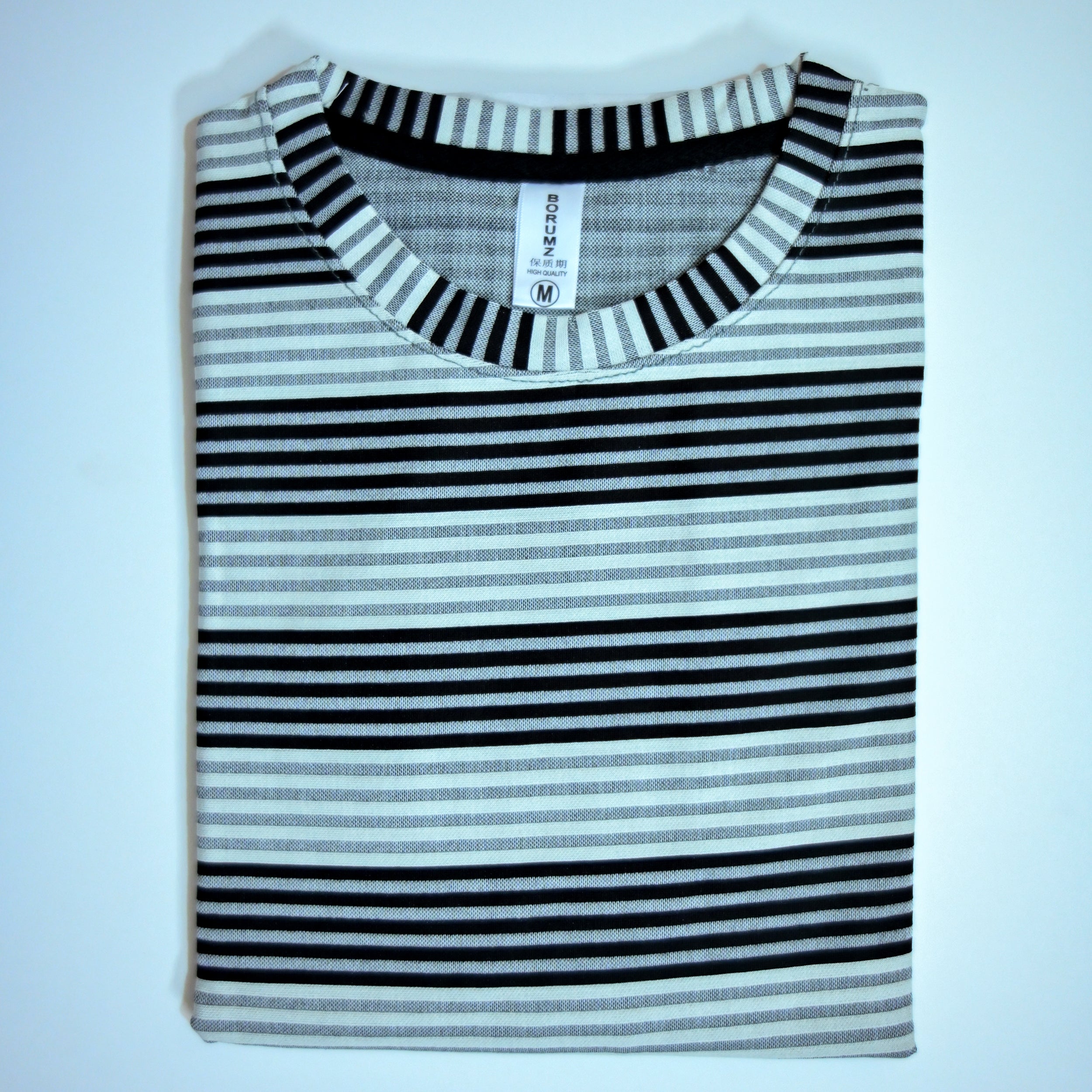 Oversized Striped T-Shirt | Relaxed Fit Crew Neck Tee - Dark Grey