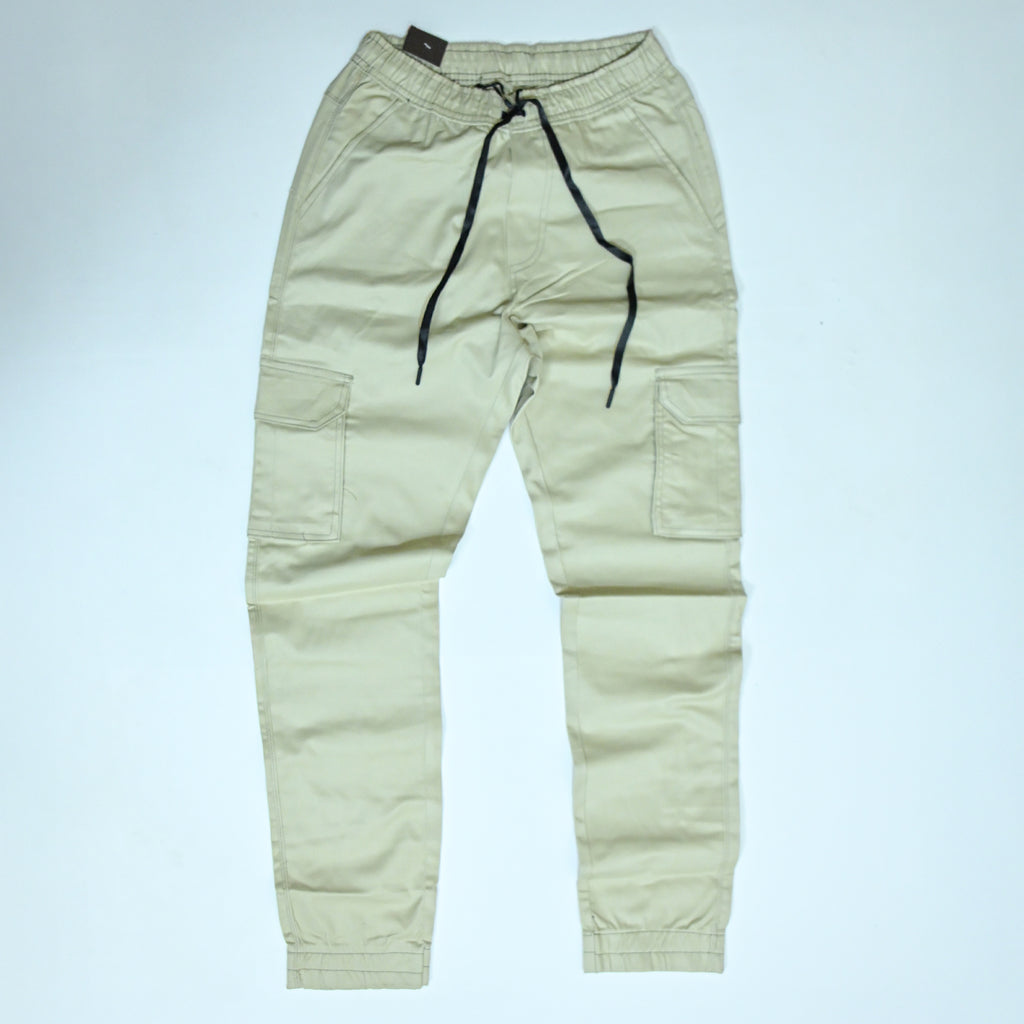 Off-White Khaki Rib Six pocket jogger | Relaxed Fit Casual Pants