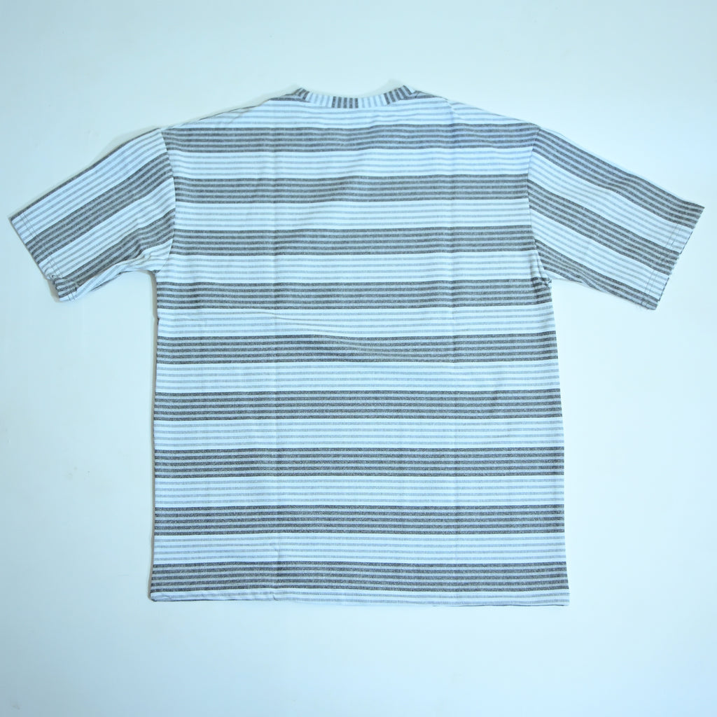 Oversized Striped T-Shirt | Relaxed Fit Crew Neck Tee - Light Grey