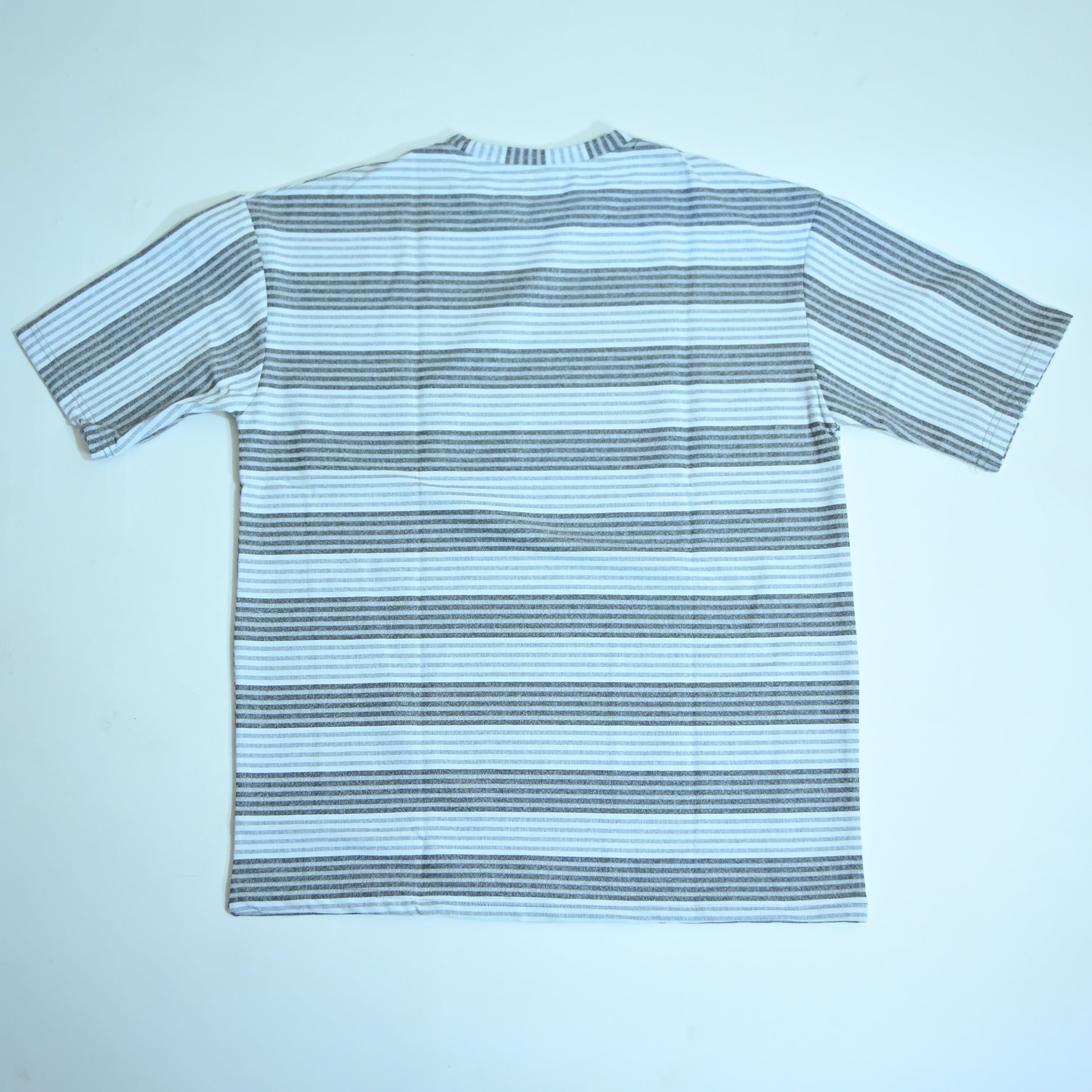 Oversized Striped T-Shirt | Relaxed Fit Crew Neck Tee - Light Grey