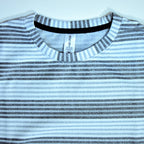 Oversized Striped T-Shirt - Crew Neck Tee - Light Grey