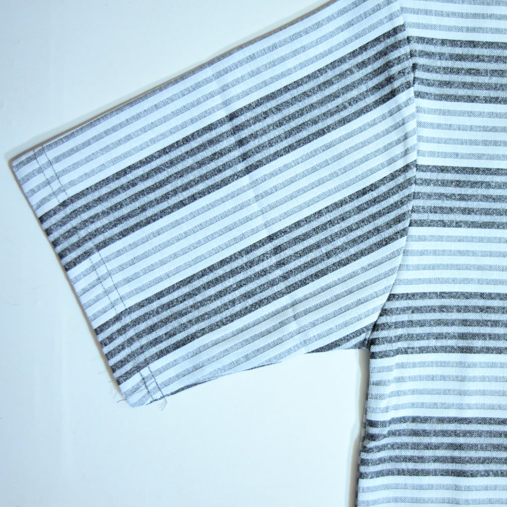 Oversized Striped T-Shirt | Relaxed Fit Crew Neck Tee - Light Grey
