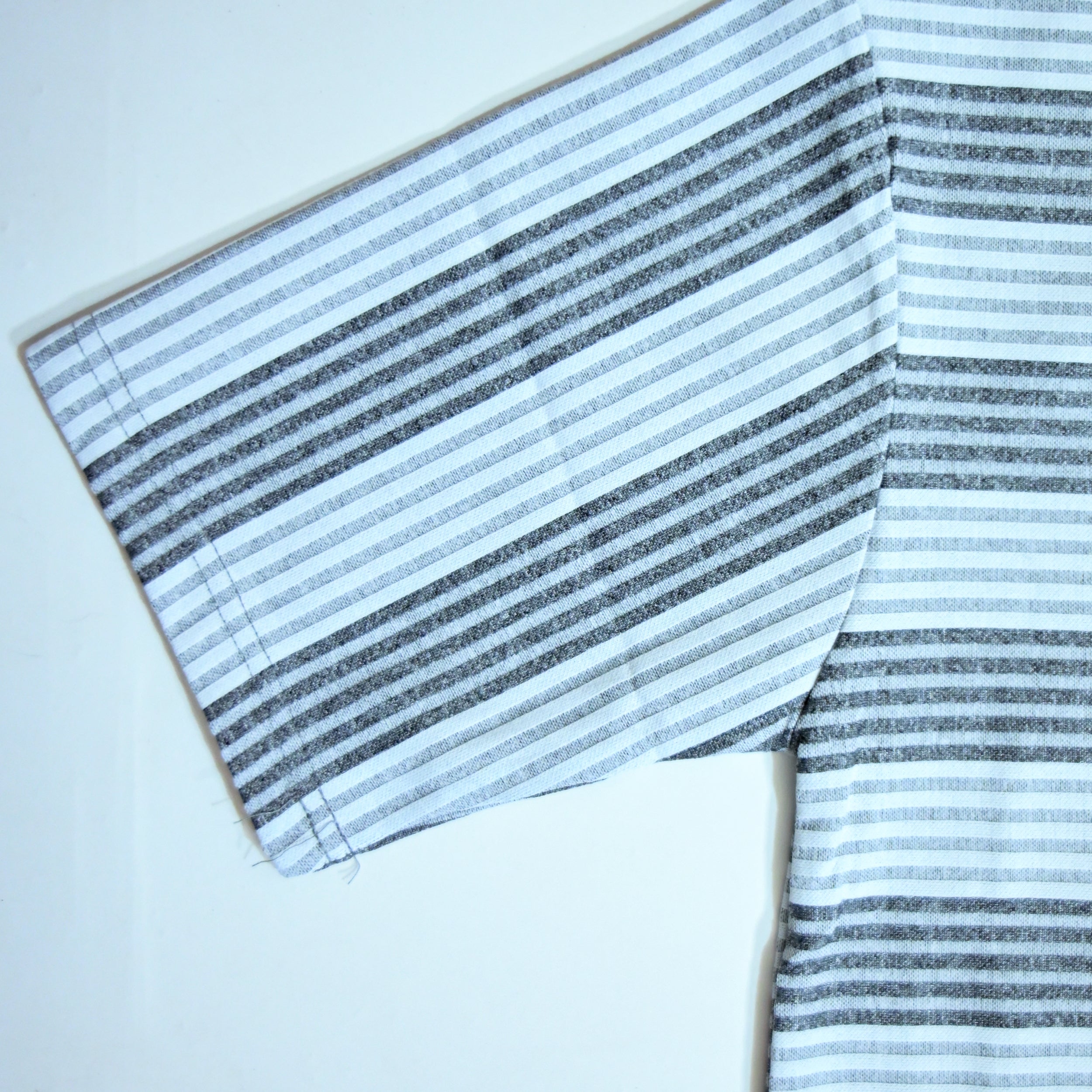 Oversized Striped T-Shirt | Relaxed Fit Crew Neck Tee - Light Grey