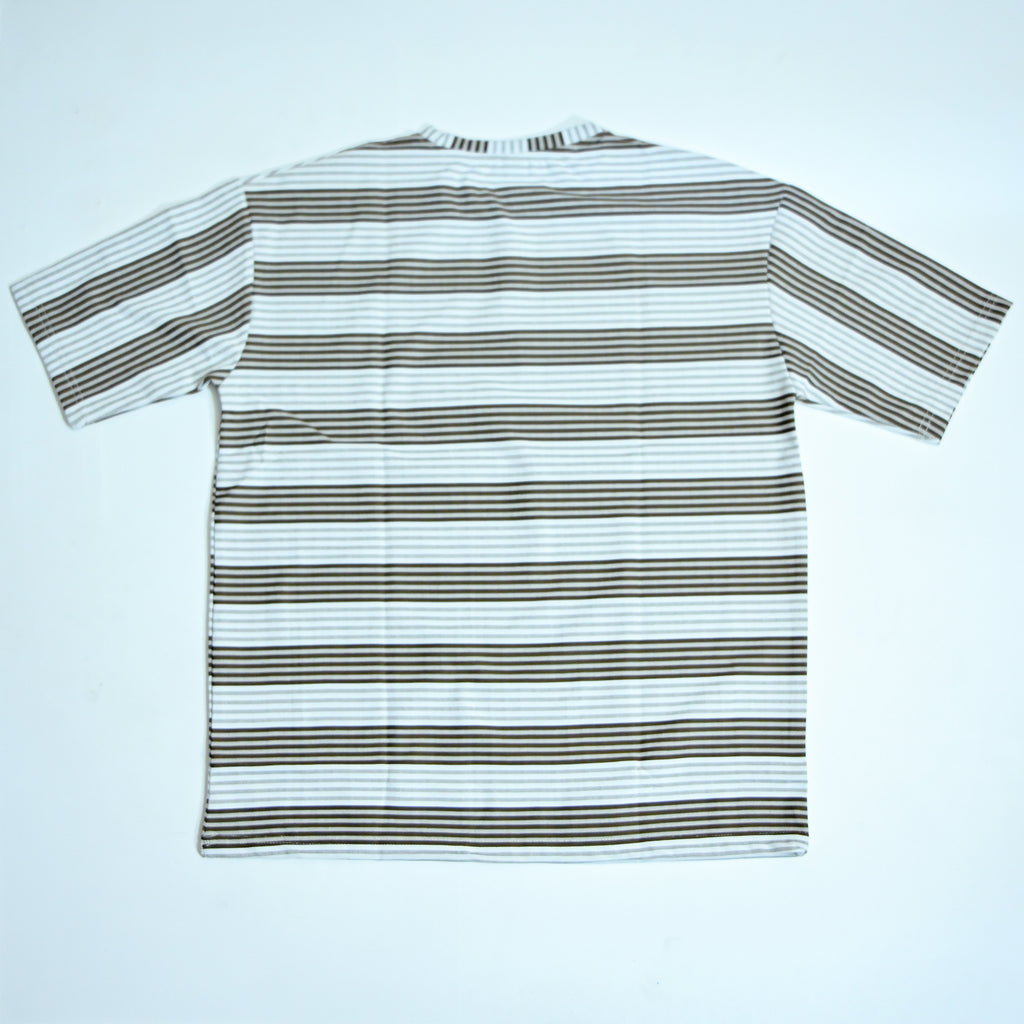 Oversized Striped T-Shirt | Relaxed Fit Crew Neck Tee - Brown