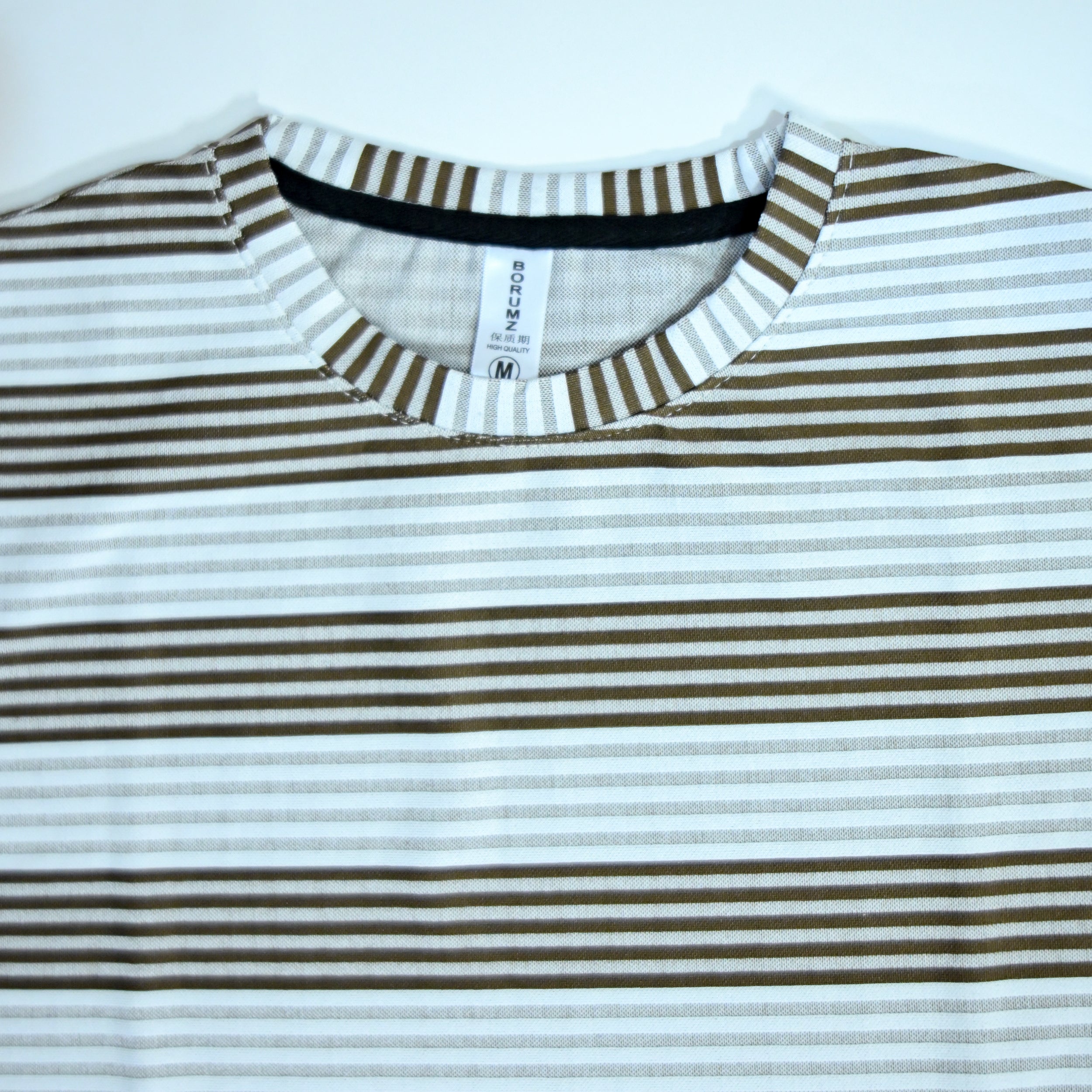 Oversized Striped T-Shirt | Relaxed Fit Crew Neck Tee - Brown
