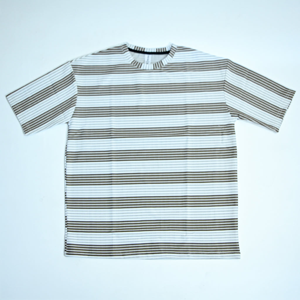 Oversized Striped T-Shirt | Relaxed Fit Crew Neck Tee - Brown