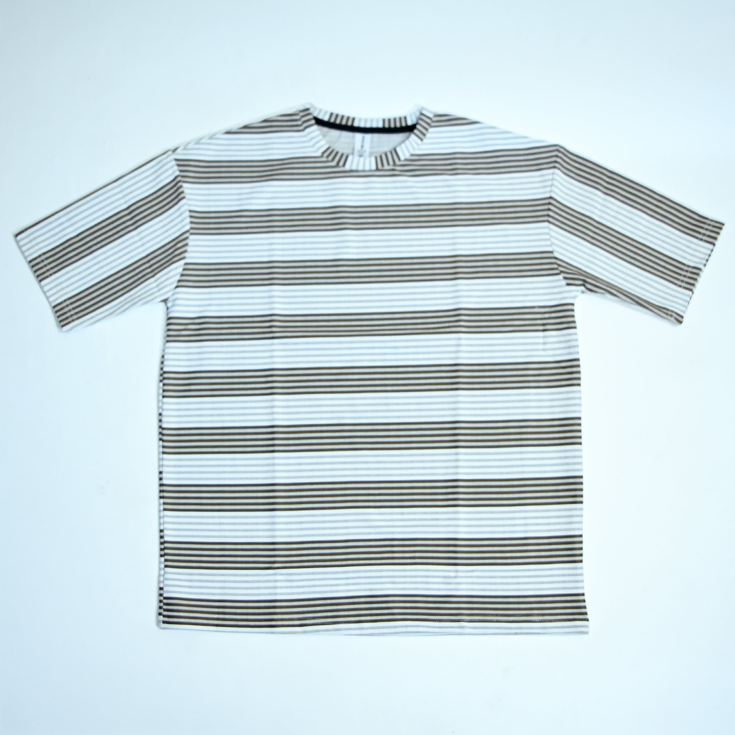 Oversized Striped T-Shirt | Relaxed Fit Crew Neck Tee - Brown