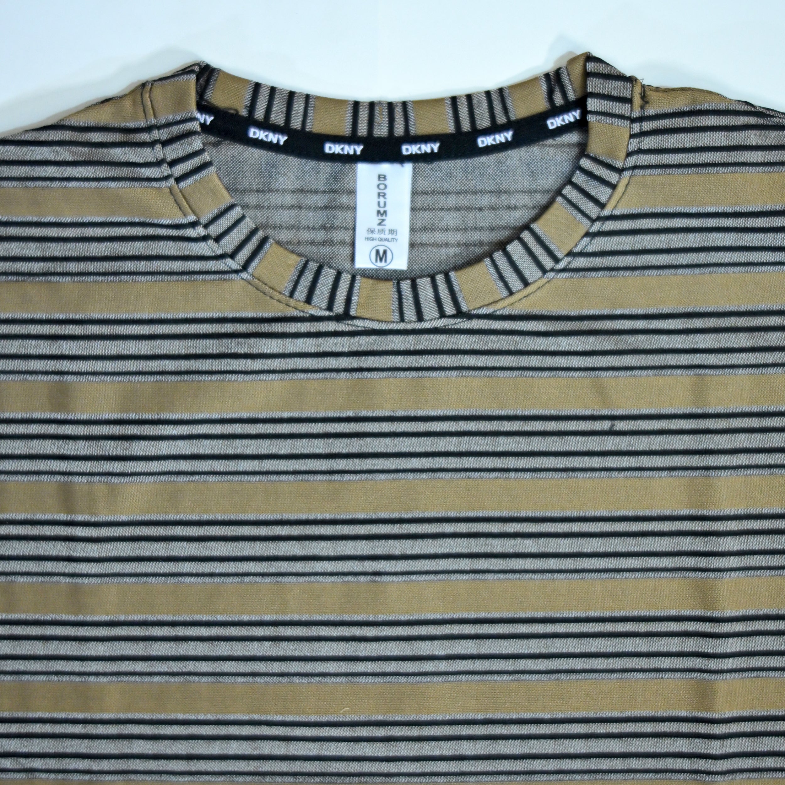 Camel Brown Striped Oversized T-Shirt | Relaxed Fit Tee