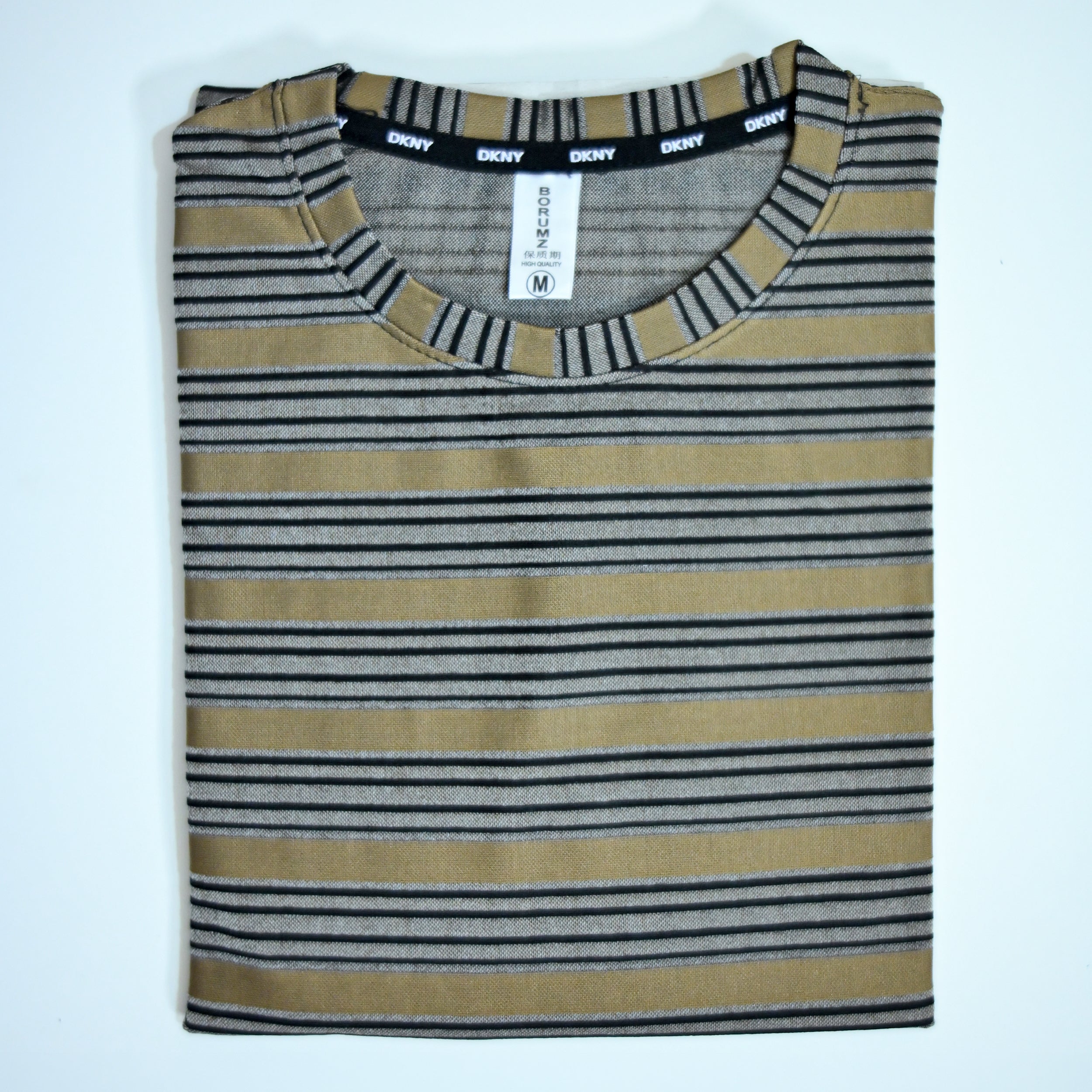 Camel Brown Striped Oversized T-Shirt | Relaxed Fit Tee