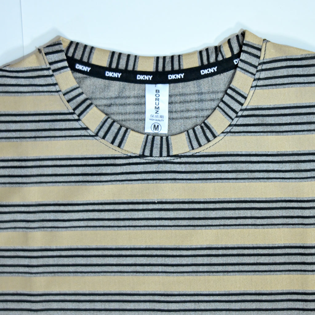 Beige & Black Striped Oversized T-Shirt | Relaxed Fit Tee