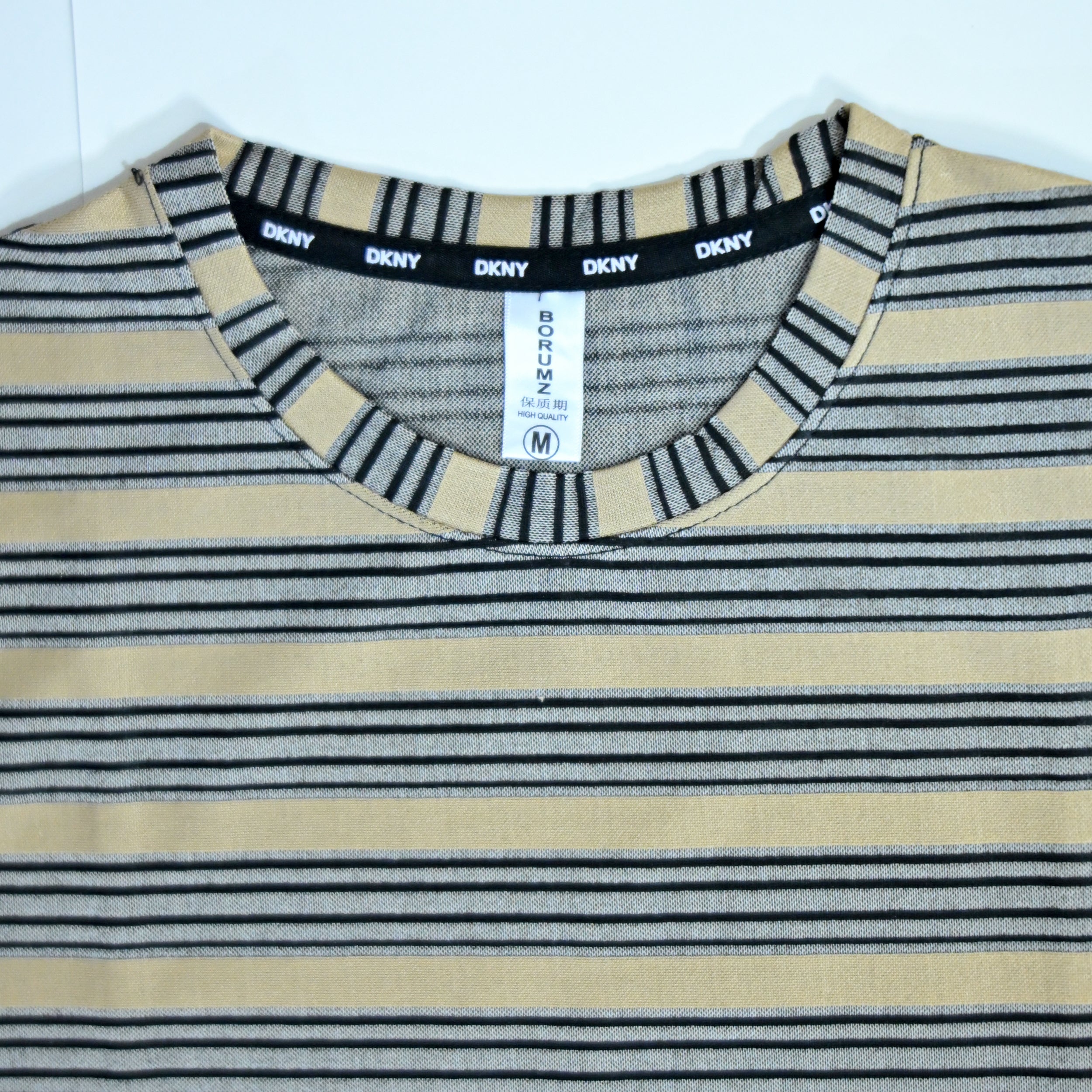 Beige & Black Striped Oversized T-Shirt | Relaxed Fit Tee