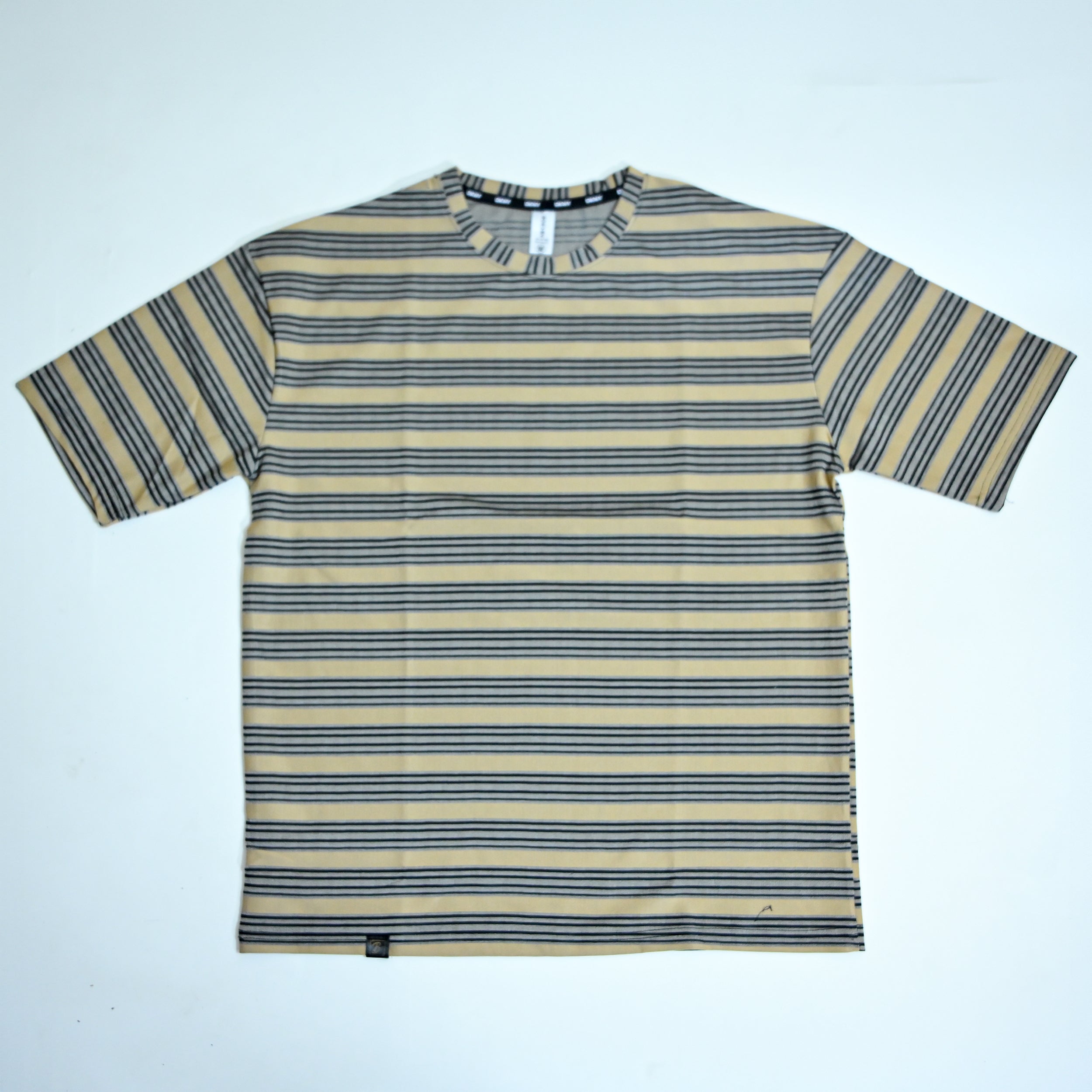 Beige & Black Striped Oversized T-Shirt | Relaxed Fit Tee