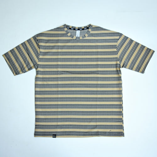 Beige & Black Striped Oversized T-Shirt | Relaxed Fit Tee
