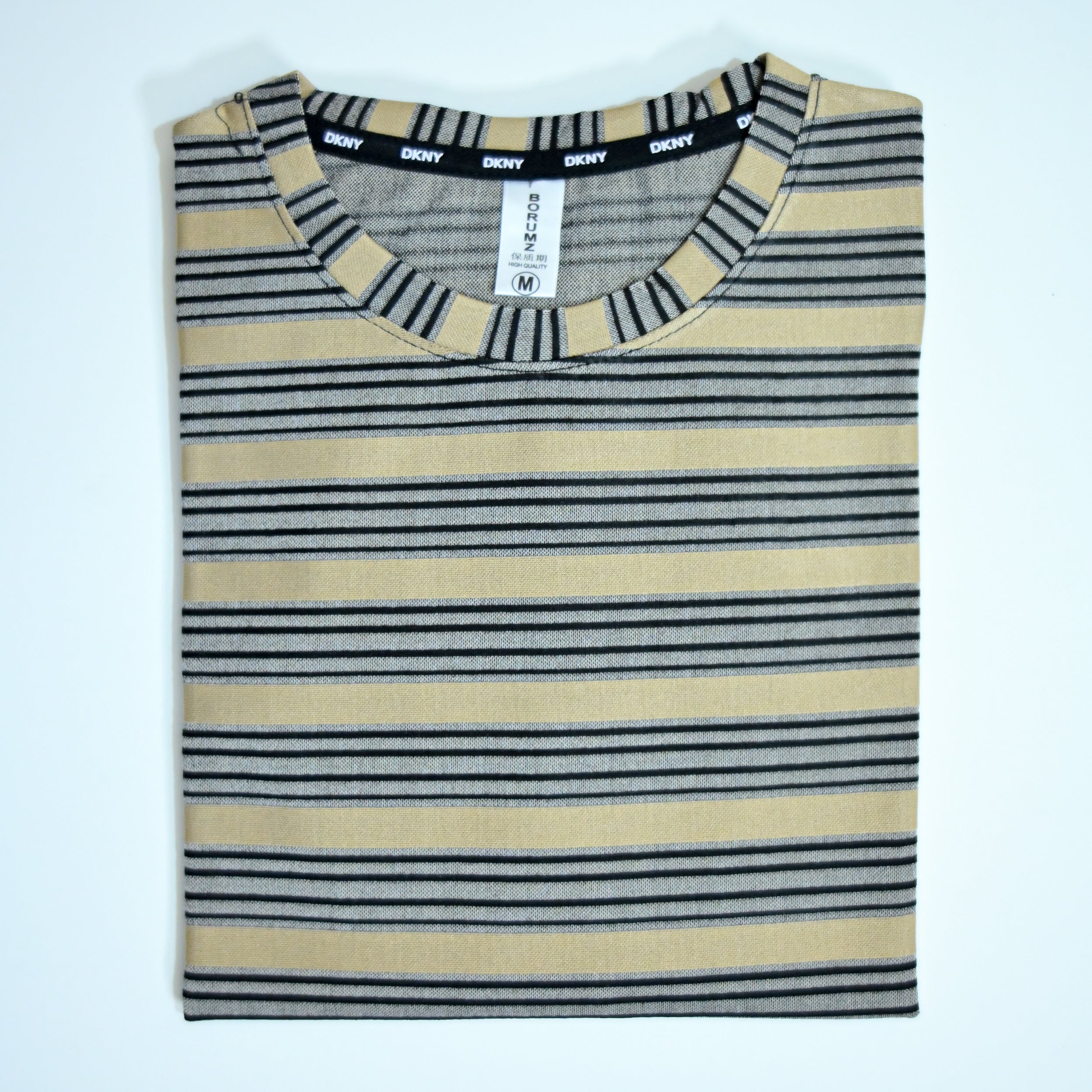 Beige & Black Striped Oversized T-Shirt | Relaxed Fit Tee