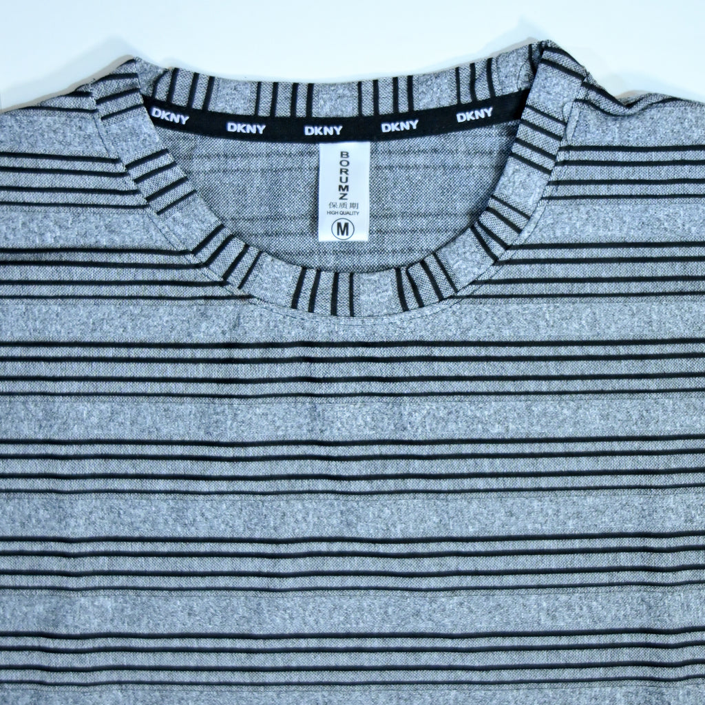 Grey & Black Striped Oversized T-Shirt | Relaxed Fit Tee