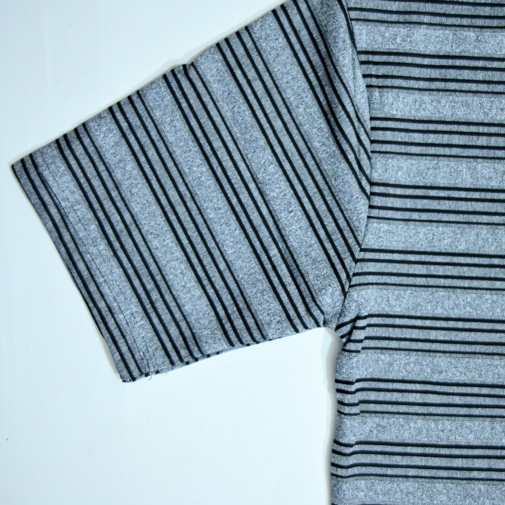 Grey & Black Striped Oversized T-Shirt | Relaxed Fit Tee