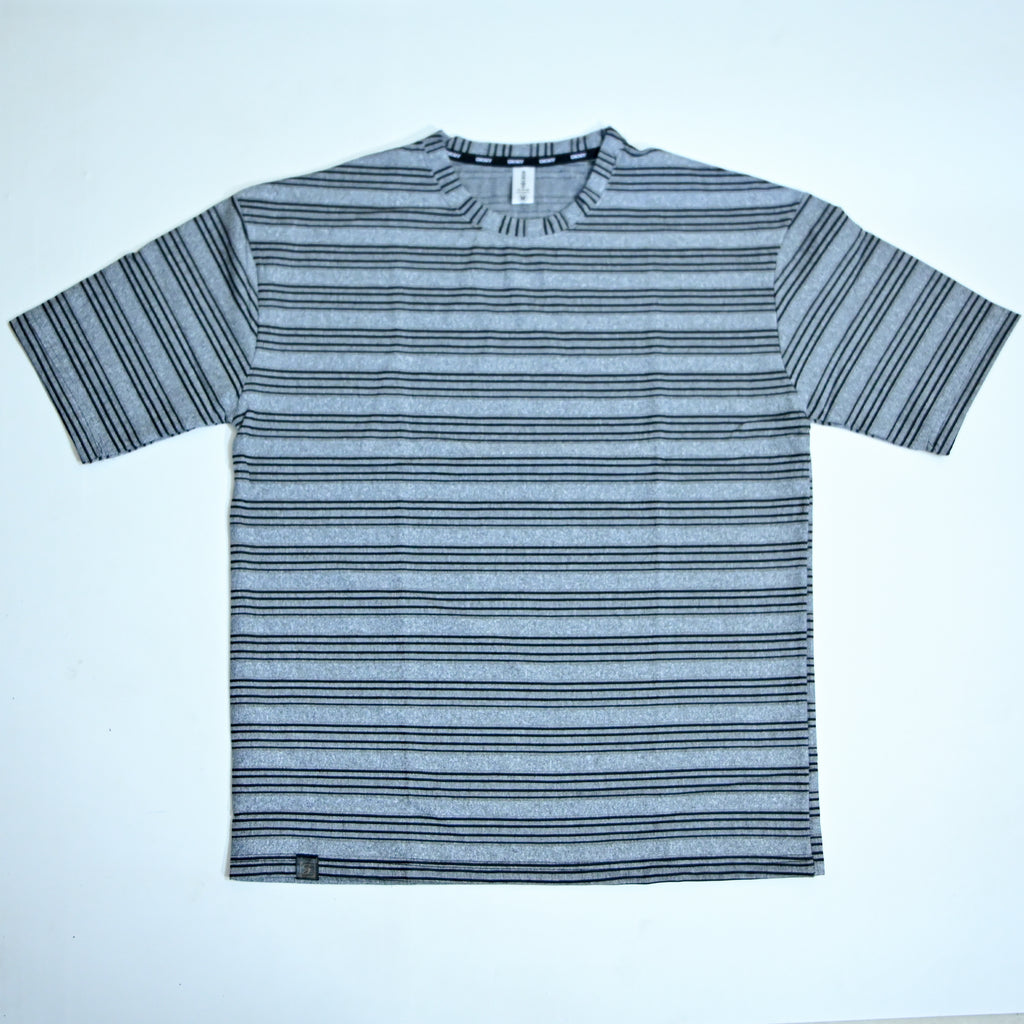 Grey & Black Striped Oversized T-Shirt | Relaxed Fit Tee