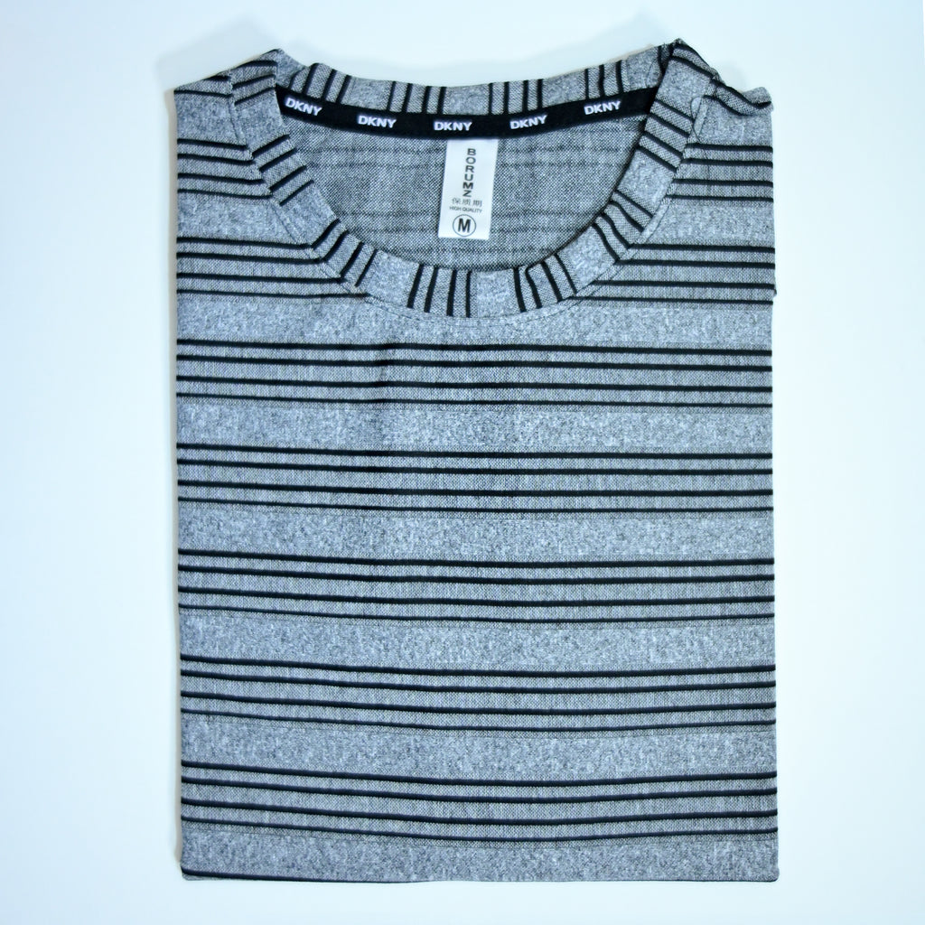 Grey & Black Striped Oversized T-Shirt | Relaxed Fit Tee