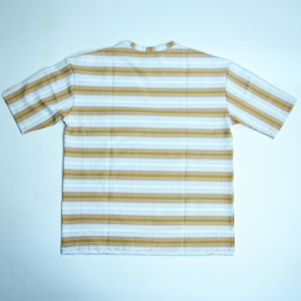 White & Mustard Yellow Striped Oversized T-Shirt | Relaxed Fit Tee