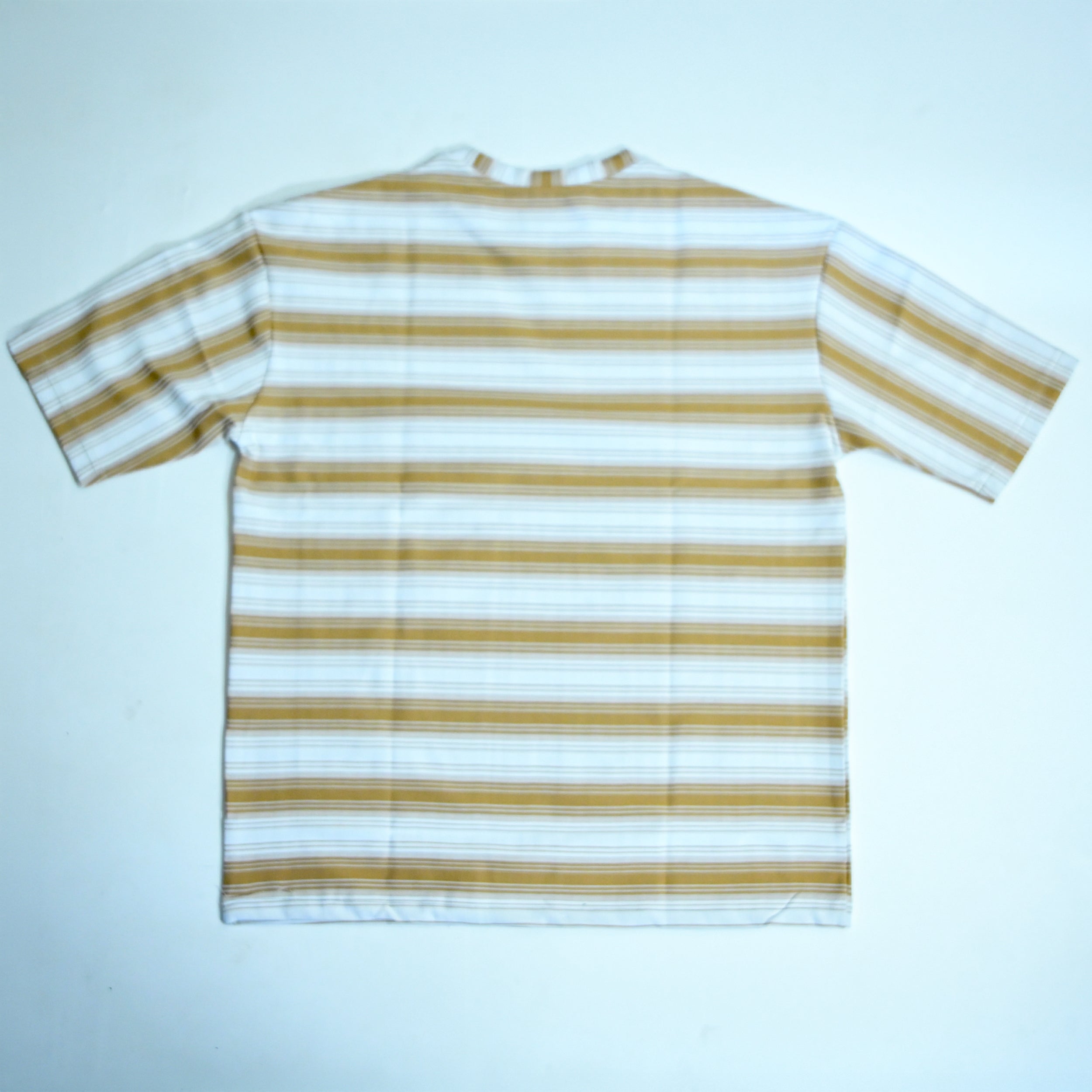 White & Mustard Yellow Striped Oversized T-Shirt | Relaxed Fit Tee