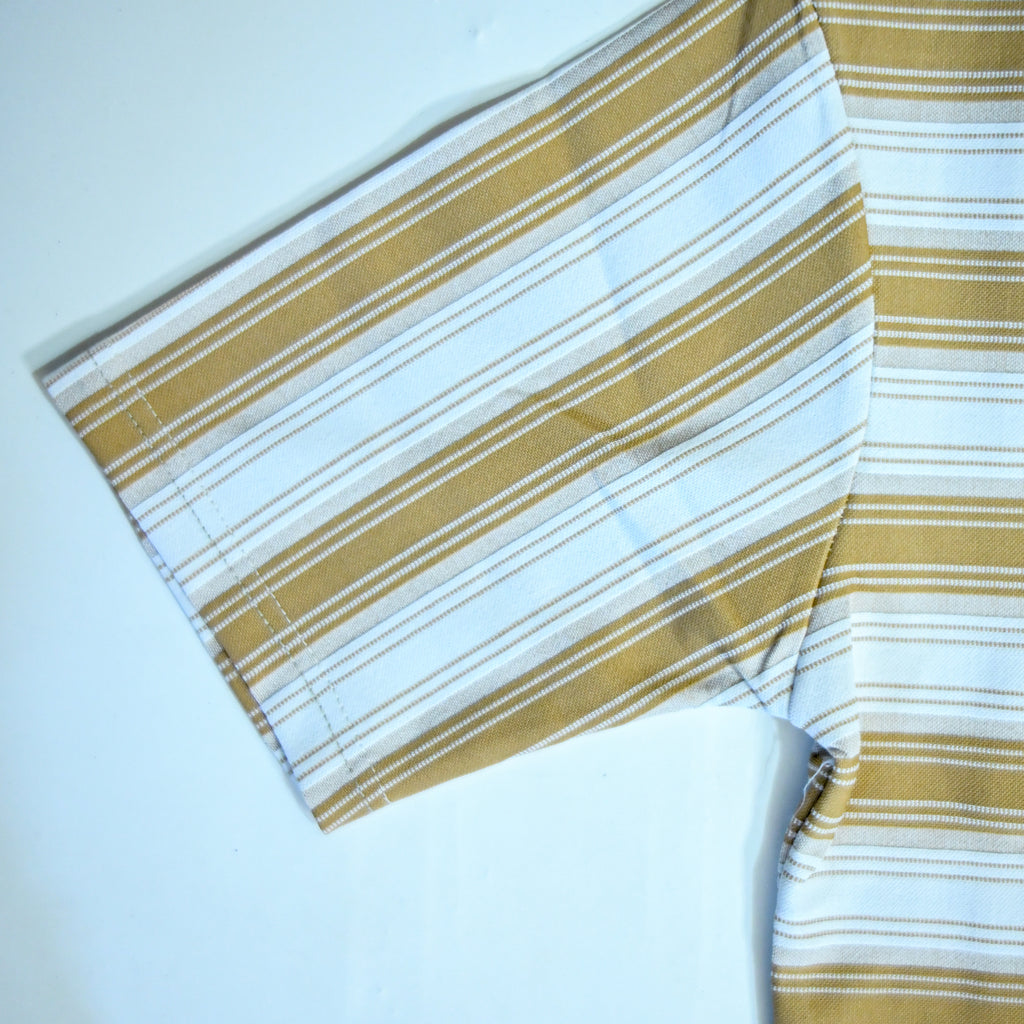 White & Mustard Yellow Striped Oversized T-Shirt | Relaxed Fit Tee
